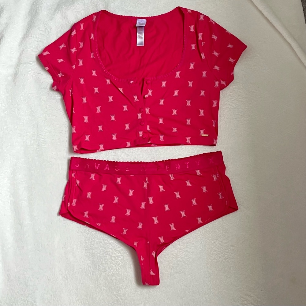 SAVAGE X FENTY HOT PINK 2 PIECE SET